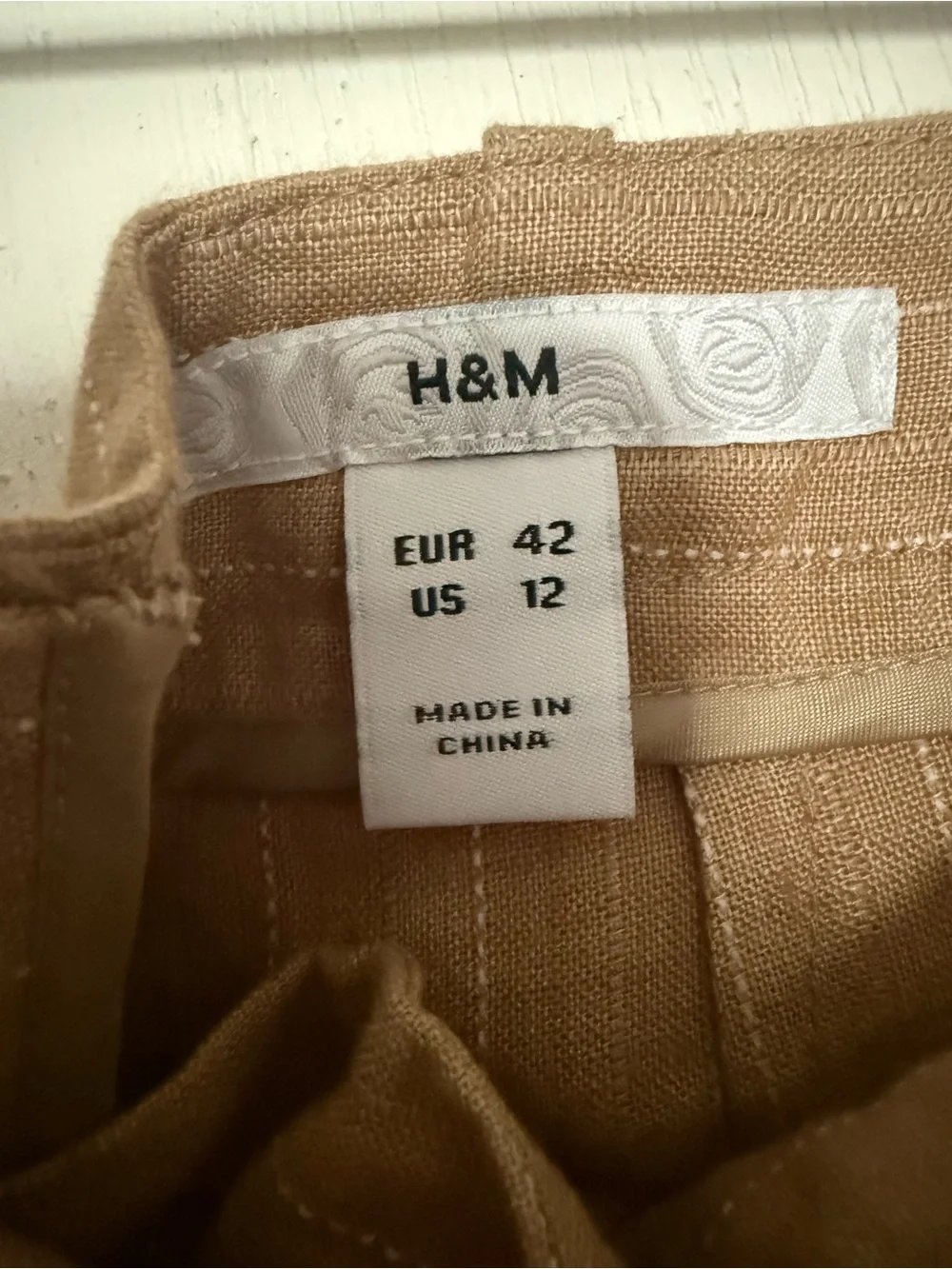 H&M Tan Linen-Blend straight leg pants